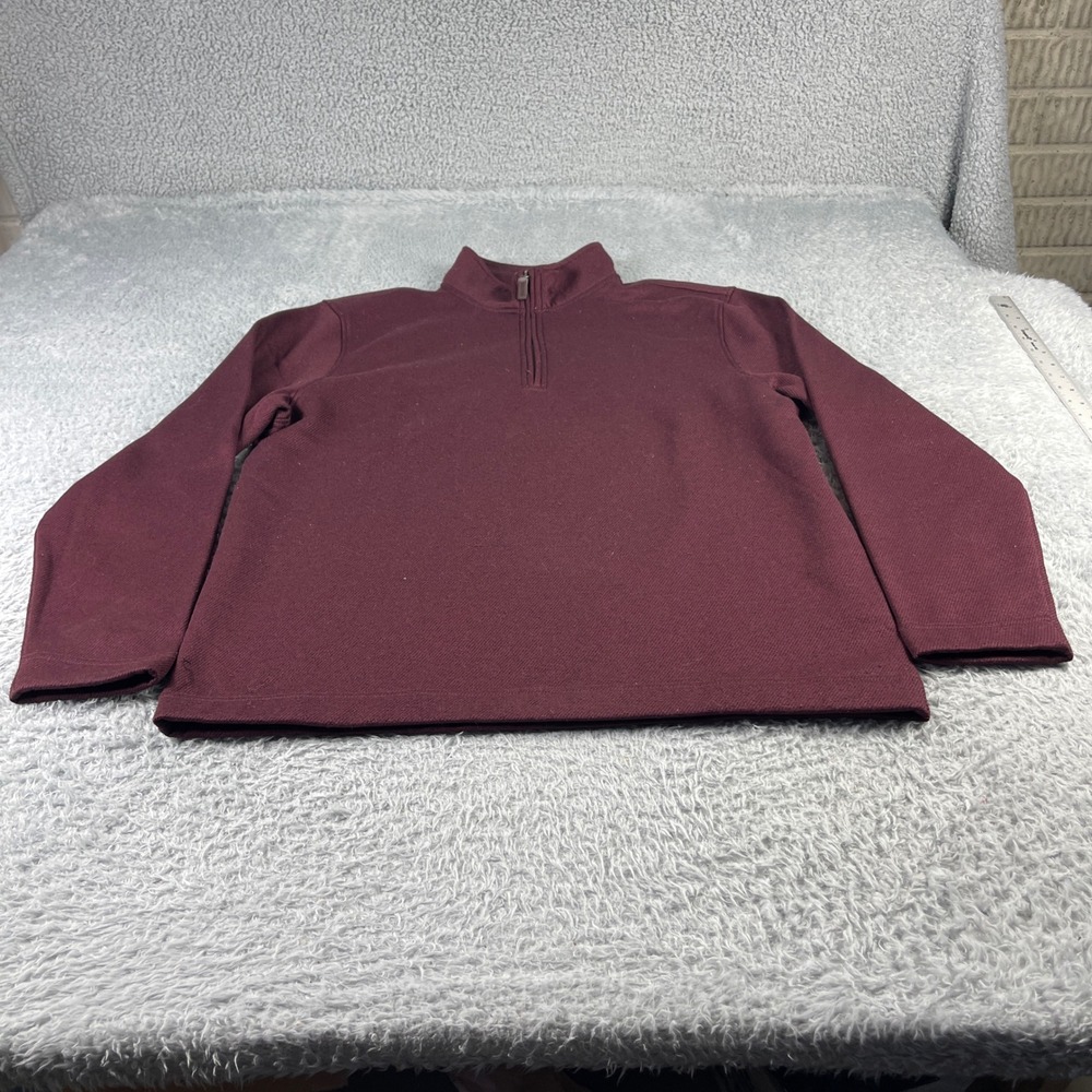 Van Heusen Mens Large Quarter Zip Pullover Burgundy Maroon Classic Fit Sweater